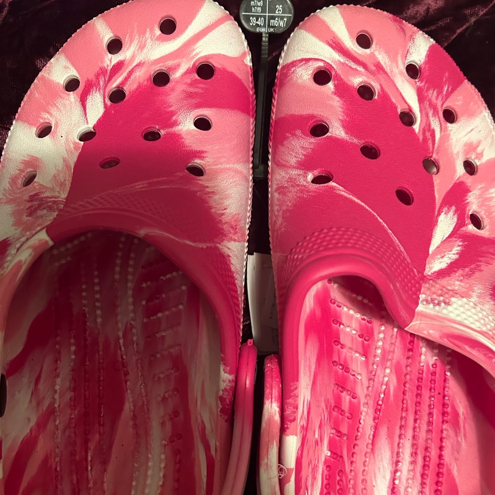 Pink crocs